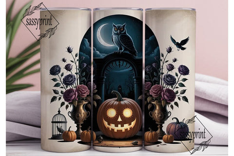 Gothic Halloween Owl 20oz Tumbler Wrap Sublimation sassyprint 