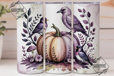 Gothic Halloween Raven 20oz Tumbler Wrap Sublimation sassyprint 
