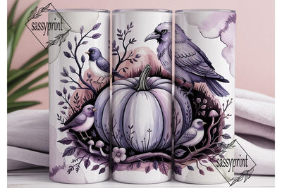 Gothic Halloween Raven 20oz Tumbler Wrap Sublimation sassyprint 