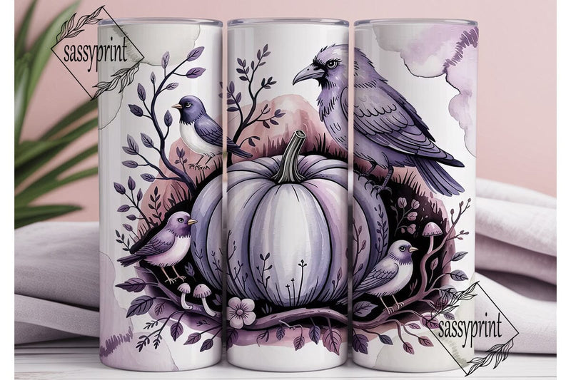 Gothic Halloween Raven 20oz Tumbler Wrap Sublimation sassyprint 