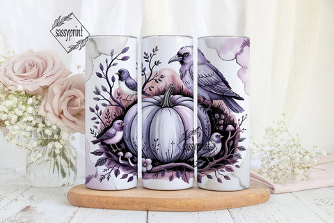 Gothic Halloween Raven 20oz Tumbler Wrap Sublimation sassyprint 