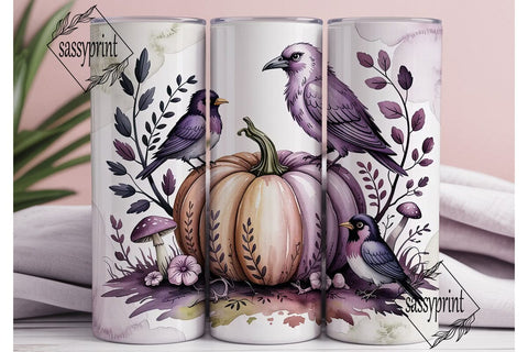 Gothic Halloween Raven 20oz Tumbler Wrap Sublimation sassyprint 