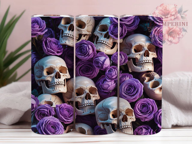 Gothic Halloween Skull Tumbler, Spooky Skull Wrap, 20oz Tumbler Sublimation, Creepy Bone Design, Gothic Halloween Sublimation, Skeleton Tumbler Wrap, Haunted Skull Art Sublimation Li Zamperini 