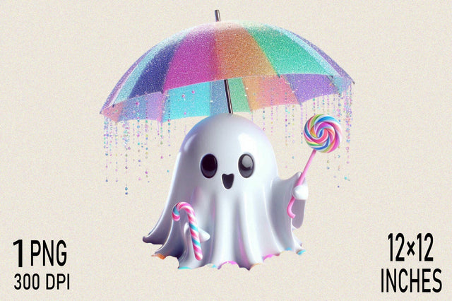 Gothic Halloween Spooky Ghost Umbrella Sublimation SVGArt 