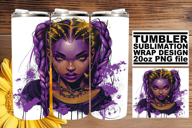 Gothic Halloween Tumbler Wrap African American Portrait Sublimation afrosvg 