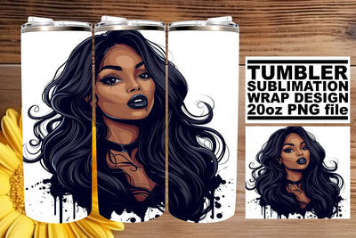 Gothic Halloween Tumbler Wrap Afro American Woman Sublimation afrosvg 