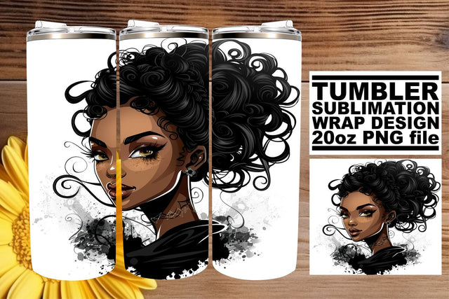 Gothic Halloween Tumbler Wrap Afro American Woman Sublimation afrosvg 