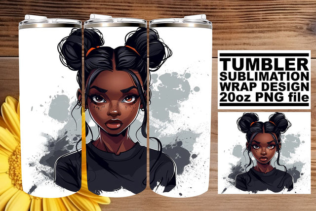 Gothic Halloween Tumbler Wrap Afro Woman Design Sublimation afrosvg 