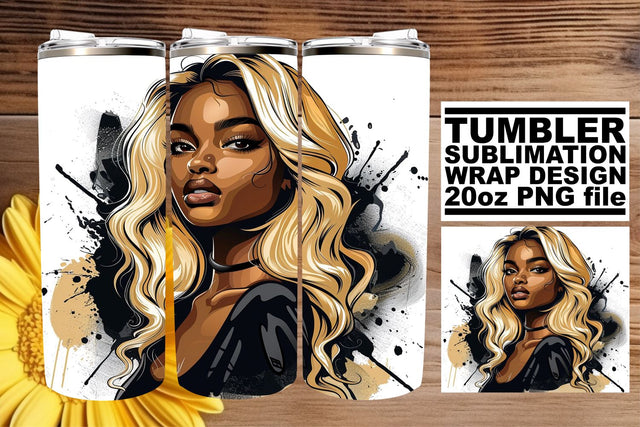 Gothic Halloween Tumbler Wrap Afro Woman Design Sublimation afrosvg 
