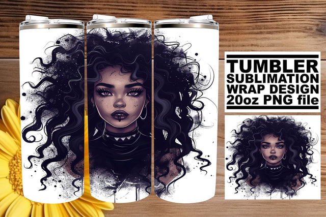 Gothic Halloween Tumbler Wrap Featuring African American Woman Sublimation afrosvg 