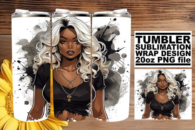 Gothic Halloween Tumbler Wrap Watercolor Afro 20oz Sublimation afrosvg 