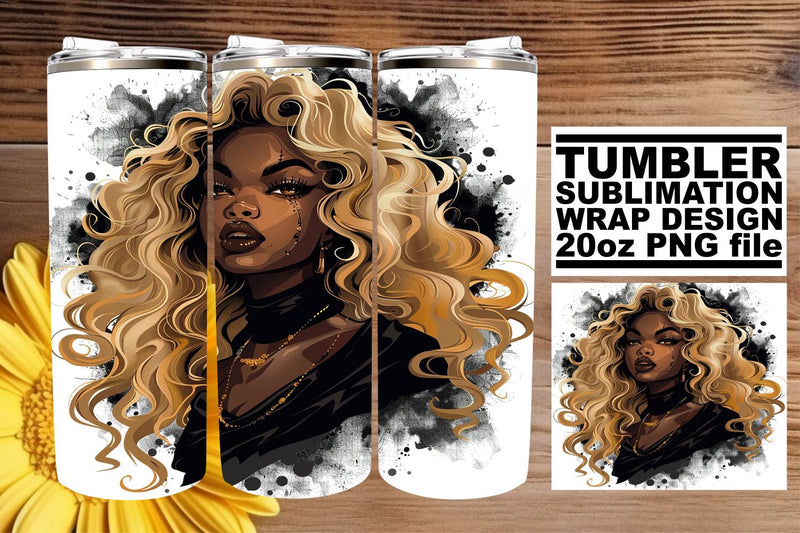 Gothic Halloween Tumbler Wrap Watercolor Afro 20oz Sublimation afrosvg 