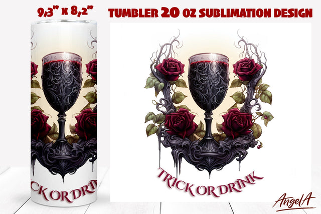 Gothic halloween tumbler wrap, wine glass, drink quote Sublimation Angelina Semenova 