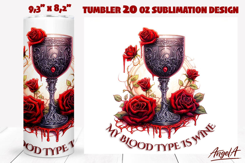 Gothic halloween tumbler wrap, wine glass, wine quotes Sublimation Angelina Semenova 