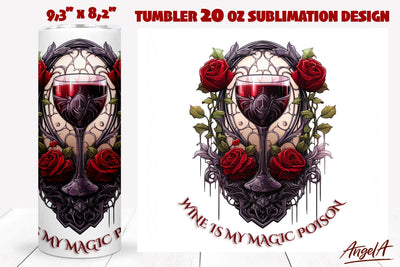 Gothic halloween tumbler wrap, wine quotes, poison Sublimation Angelina Semenova 