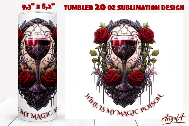 Gothic halloween tumbler wrap, wine quotes, poison Sublimation Angelina Semenova 