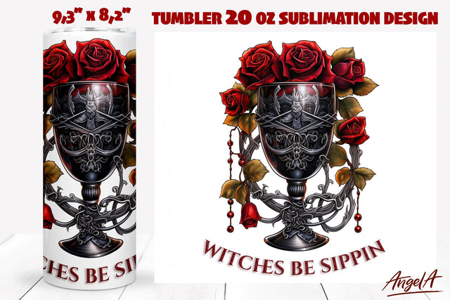 Gothic halloween tumbler wrap, wine quotes, witch quote Sublimation Angelina Semenova 