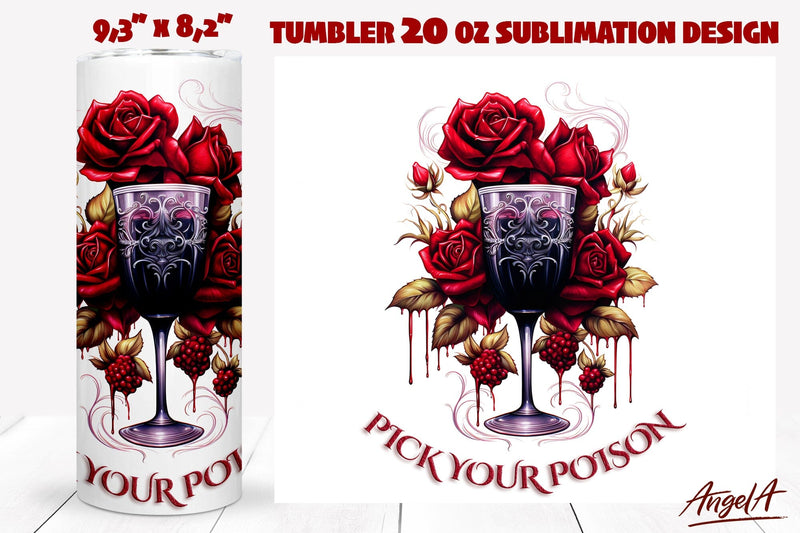 Gothic halloween tumbler wrap, wine quotes, witch quote Sublimation Angelina Semenova 