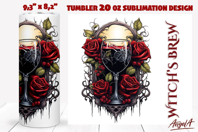 Gothic halloween tumbler wrap, wine quotes, witches brew Sublimation Angelina Semenova 