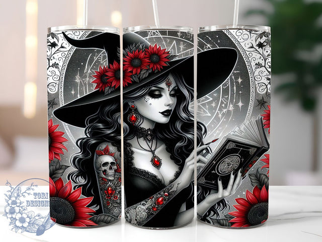 Gothic Halloween Witch Tumbler, Gothic Halloween, Halloween Witch, 20oz Tumbler Wrap, Sublimation Design, Skinny Tumbler Png, Instant Download Sublimation ToriDesigns 