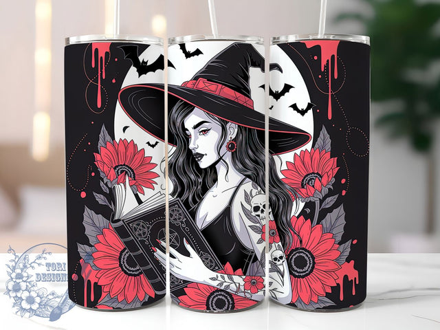 Gothic Halloween Witch Tumbler, Gothic Halloween, Halloween Witch, 20oz Tumbler Wrap, Sublimation Design, Skinny Tumbler Png, Instant Download Sublimation ToriDesigns 