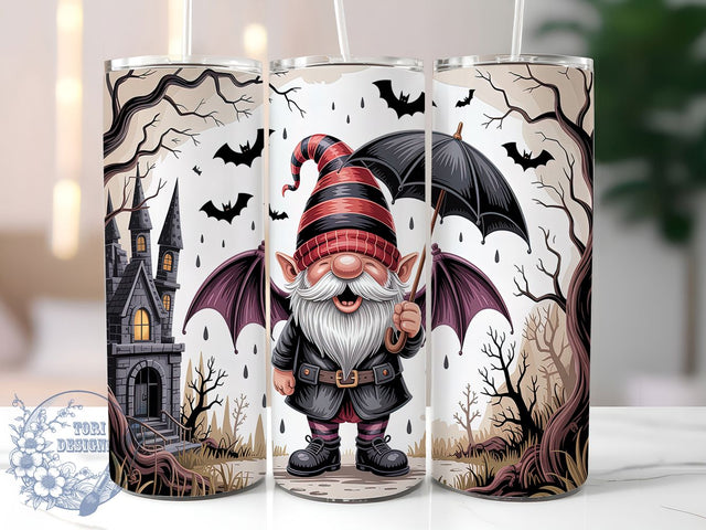 Gothic Halloween Witchy Gnome Tumbler, Halloween Gnome Wrap, 20oz Sublimation, Spooky Gnome Cup, Gothic Tumbler Design, Halloween Drinkware, Witchy Gnome Tumbler Sublimation ToriDesigns 