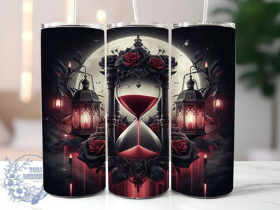 Gothic Hourglass Moon Roses Tumbler, Dark Romantic Moon Wrap, 320Oz Tumbler Sublimation, Gothic Roses Design, Moon And Roses Tumbler, Victorian Gothic Drinkware, Elegant Dark Floral Wrap Sublimation ToriDesigns 
