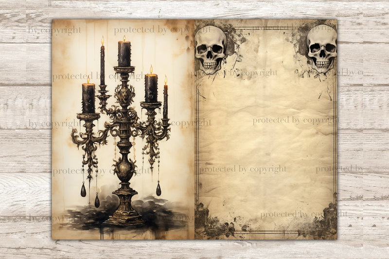 Gothic Junk Journal Pages | Vintage Digital Collage Sheet - So Fontsy