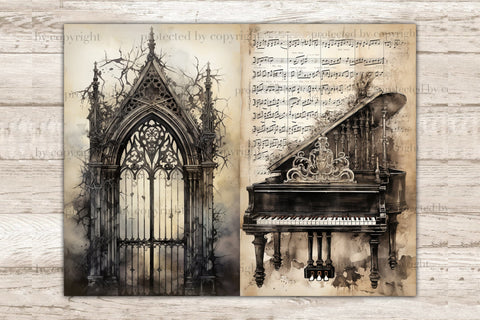Gothic Junk Journal Pages | Vintage Digital Collage Sheet SVG GlamArtZhanna 