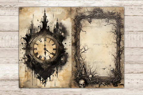 Gothic Junk Journal Pages | Vintage Digital Collage Sheet - So Fontsy