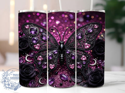 Gothic Lace Butterfly 20oz Tumbler, Gothic Lace Butterfly, Lace Butterfly, Gothic Butterfly, Butterfly Tumbler, 20oz Tumbler, Gothic Tumbler, Tumbler Wrap Sublimation ToriDesigns 