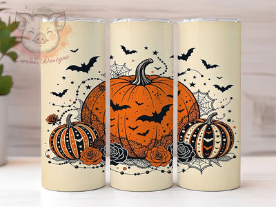 Gothic Lace Pumpkin Charm 20oz Tumbler, Pumpkin Motif, Gothic Theme, Lace Art Design, Charm Accent, Spooky Style, Sublimation Wrap, 20oz Tumbler Sublimation Lara' s Designs 