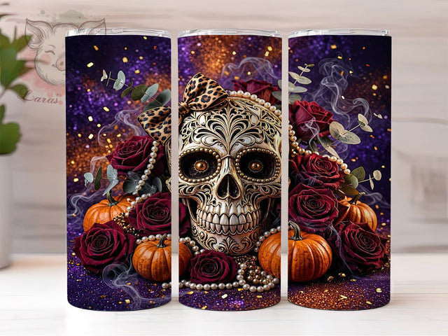 Gothic Leopard Skull 20oz Tumbler, Leopard Skull Motif, Gothic Art Design, Dark Theme, Spooky Accent, Edgy Charm, Sublimation Wrap, 20oz Tumbler Sublimation Lara' s Designs 