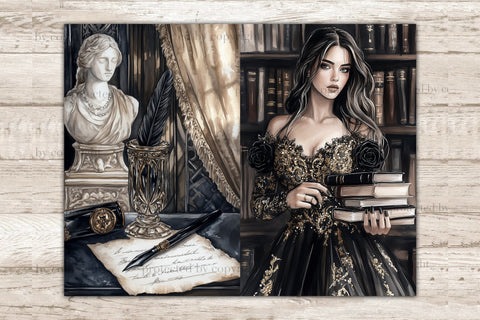 Gothic Library Junk Journal Kit | Dark Academia Halloween SVG GlamArtZhanna 