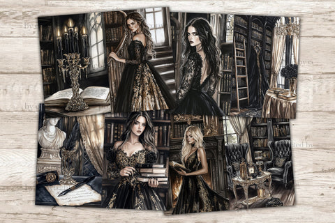 Gothic Library Junk Journal Kit | Dark Academia Halloween SVG GlamArtZhanna 