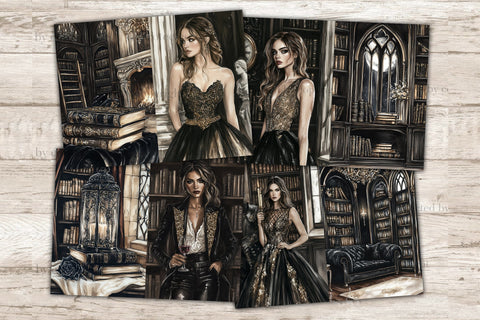 Gothic Library Junk Journal Kit | Dark Academia Halloween SVG GlamArtZhanna 