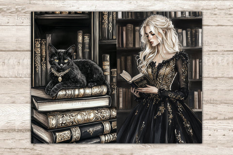 Gothic Library Junk Journal Kit | Dark Academia Halloween SVG GlamArtZhanna 