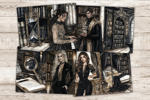 Gothic Library Junk Journal Kit | Dark Academia Halloween SVG GlamArtZhanna 