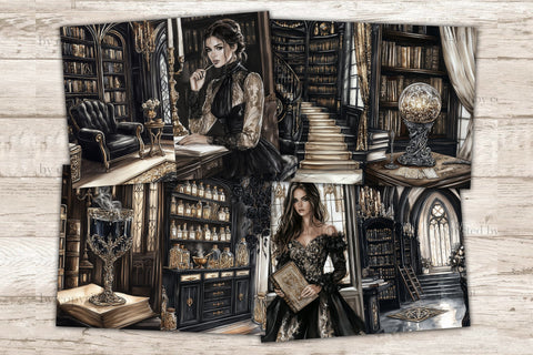 Gothic Library Junk Journal Kit | Dark Academia Halloween SVG GlamArtZhanna 