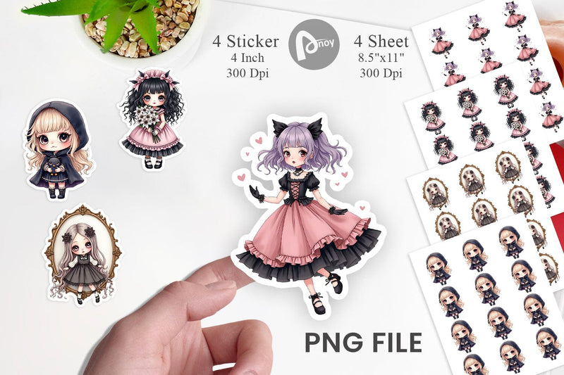 Gothic Lolita Dolls Sticker Sublimation artnoy 