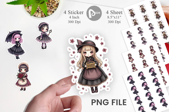 Gothic Lolita Dolls Sticker Sublimation artnoy 