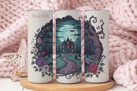 Gothic Mansion Halloween 20oz Tumbler Sublimation DesignSVG 
