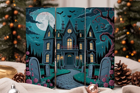Gothic Mansion Halloween 20oz Tumbler Sublimation DesignSVG 