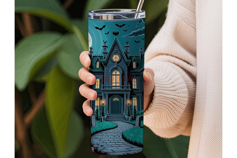 Gothic Mansion Halloween 20oz Tumbler Sublimation DesignSVG 