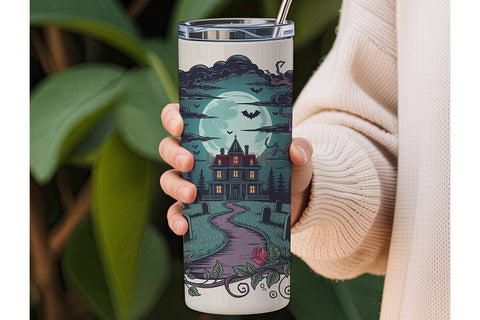 Gothic Mansion Halloween 20oz Tumbler Sublimation DesignSVG 