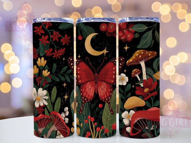 Gothic Moth Witchy Tumbler Wrap, Moth Tumbler Wrap, 20oz Skinny Tumbler, Witchy Tumbler Png, Sublimation Design, Gothic Floral Png, Tumbler Wrap Download Sublimation SvggirlplusArt 