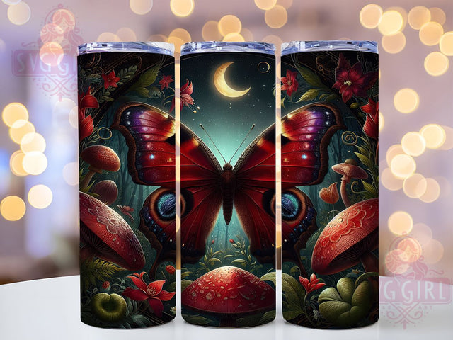 Gothic Moth Witchy Tumbler Wrap, Moth Tumbler Wrap, 20oz Skinny Tumbler, Witchy Tumbler Png, Sublimation Design, Gothic Floral Png, Tumbler Wrap Download Sublimation SvggirlplusArt 