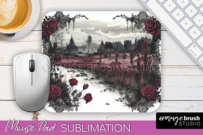 Gothic Mouse Pad PNG - Dark Academia Mousepad Sublimation Sublimation OrangeBrushStudio 