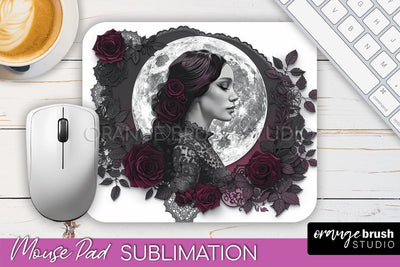 Gothic Mouse Pad PNG - Dark Academia Mousepad Sublimation Sublimation OrangeBrushStudio 