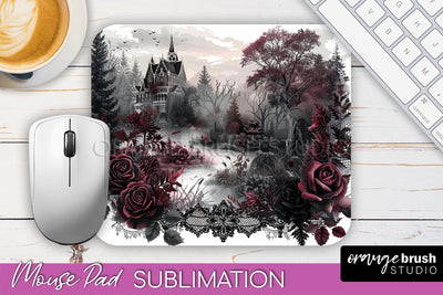 Gothic Mouse Pad PNG - Dark Academia Mousepad Sublimation Sublimation OrangeBrushStudio 